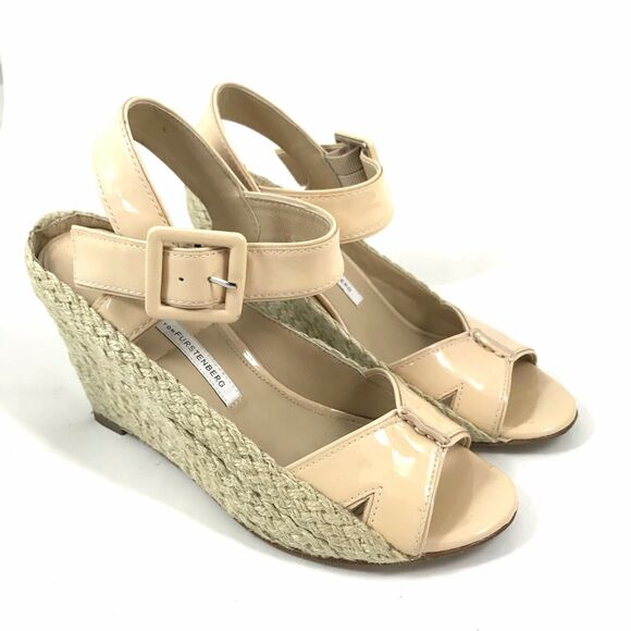 Diane Von Furstenberg Sudan Espradrille‎ Wedge Sandals Patent Shoes Size 6.5M - Picture 2 of 10